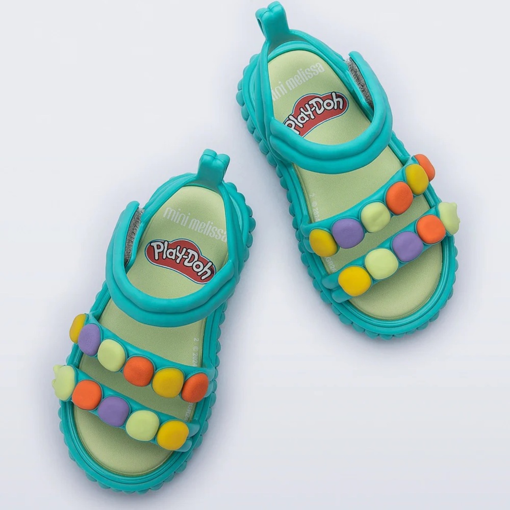 NIB Mini Melissa x Play Doh Create Sandals in Blue Baby/Toddler Size 7
